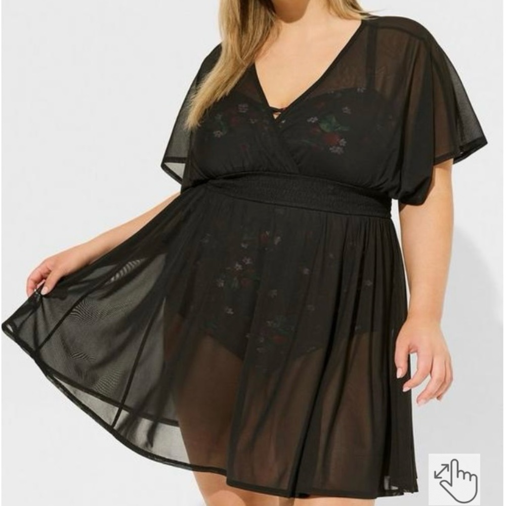 Mesh Smock Waist Coverup Dress
